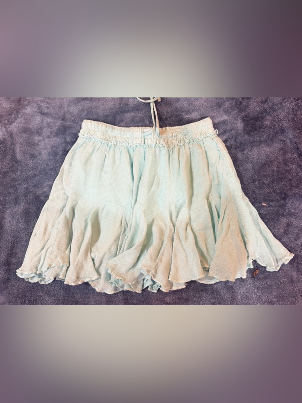 Altar'd State Light Aqua Ruffle Mini Skirt